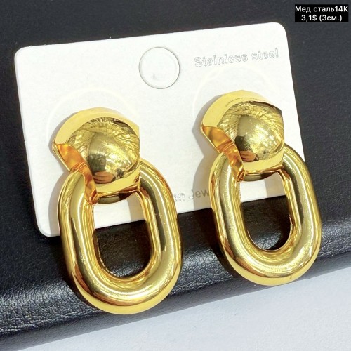 Сережки мед.сталь14К 10737 (3см)